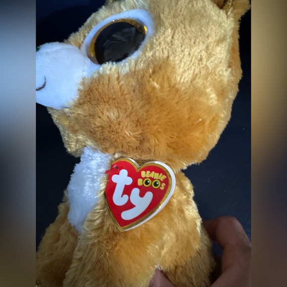 Ty Beanie Glitzy Reindeer Plush Reindeer Toy with Gold Accents - Picture 6 of 7